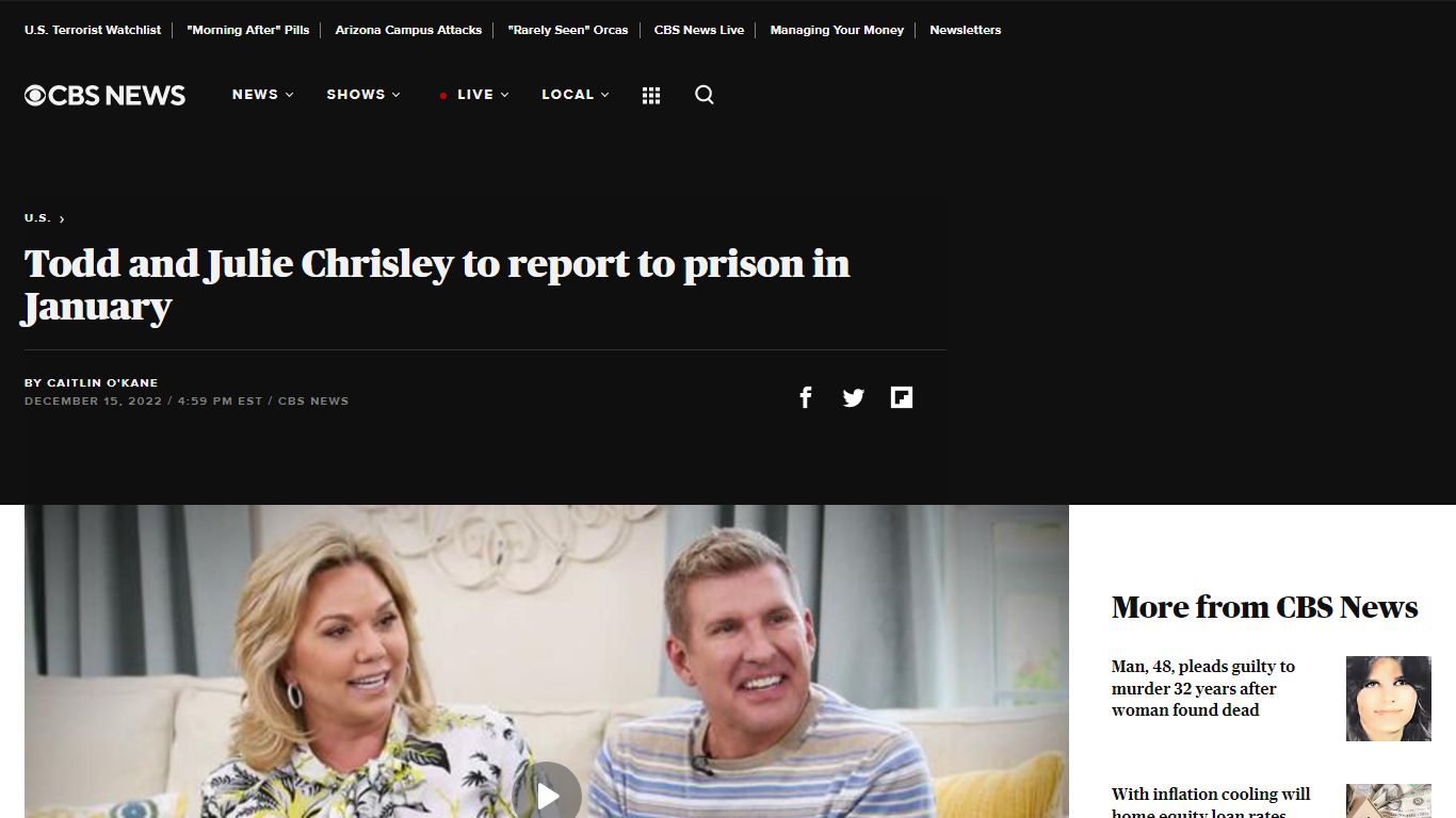 Todd and Julie Chrisley to report to prison in January